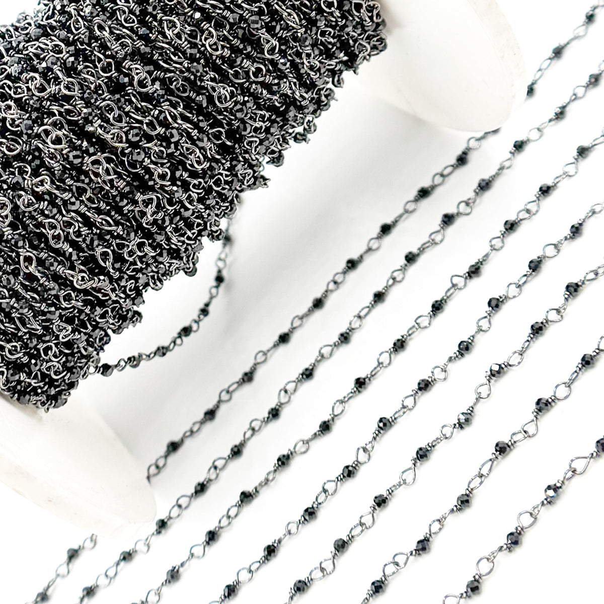 BSP24. Black Spinel Oxidized Wire Wrap Chain