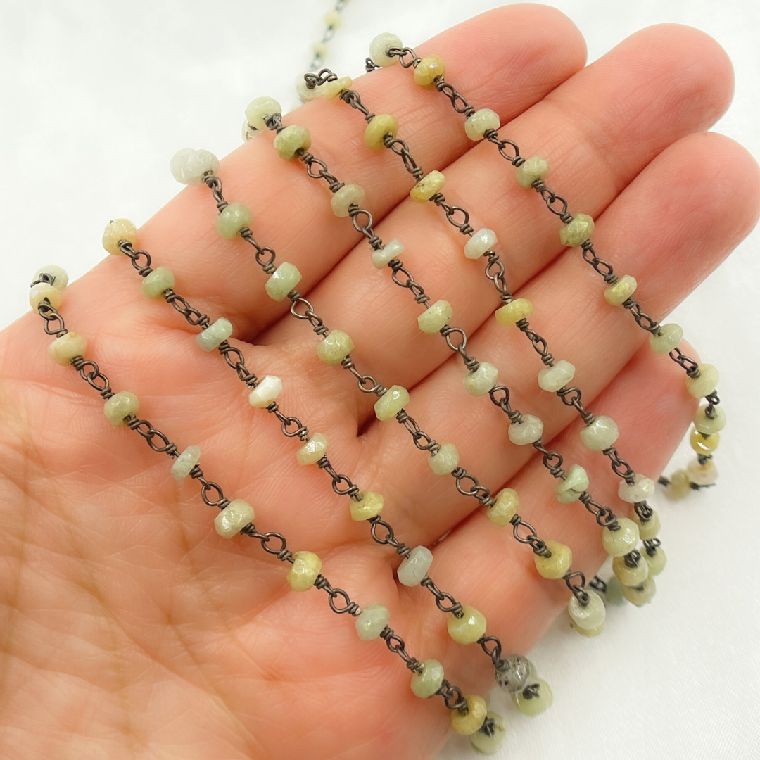 CAT1. Coated Cats-eye Black Rhodium 925 Sterling Silver Wire Chain