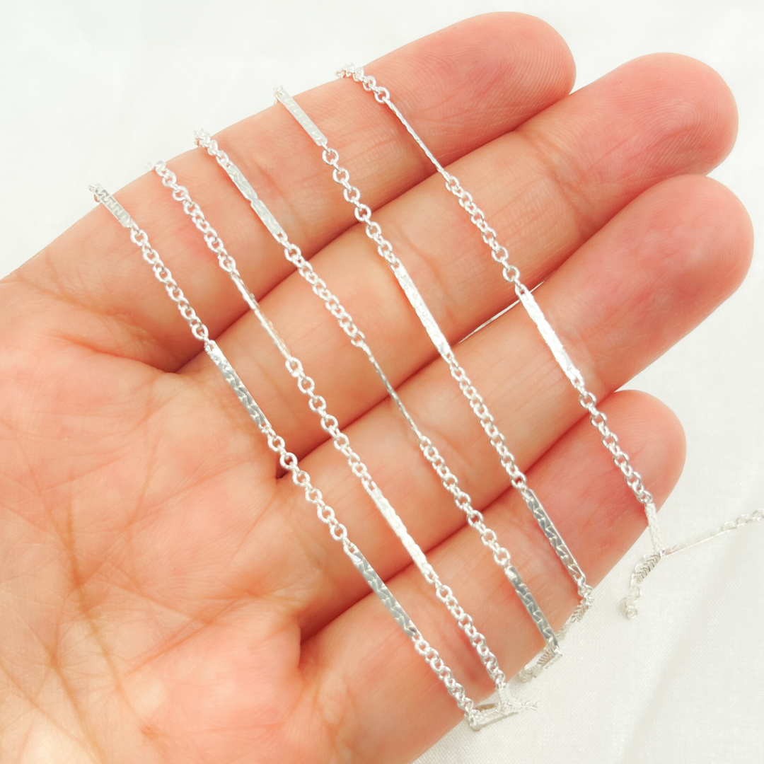 1399SS. 925 Sterling Silver Cable Bar Chain