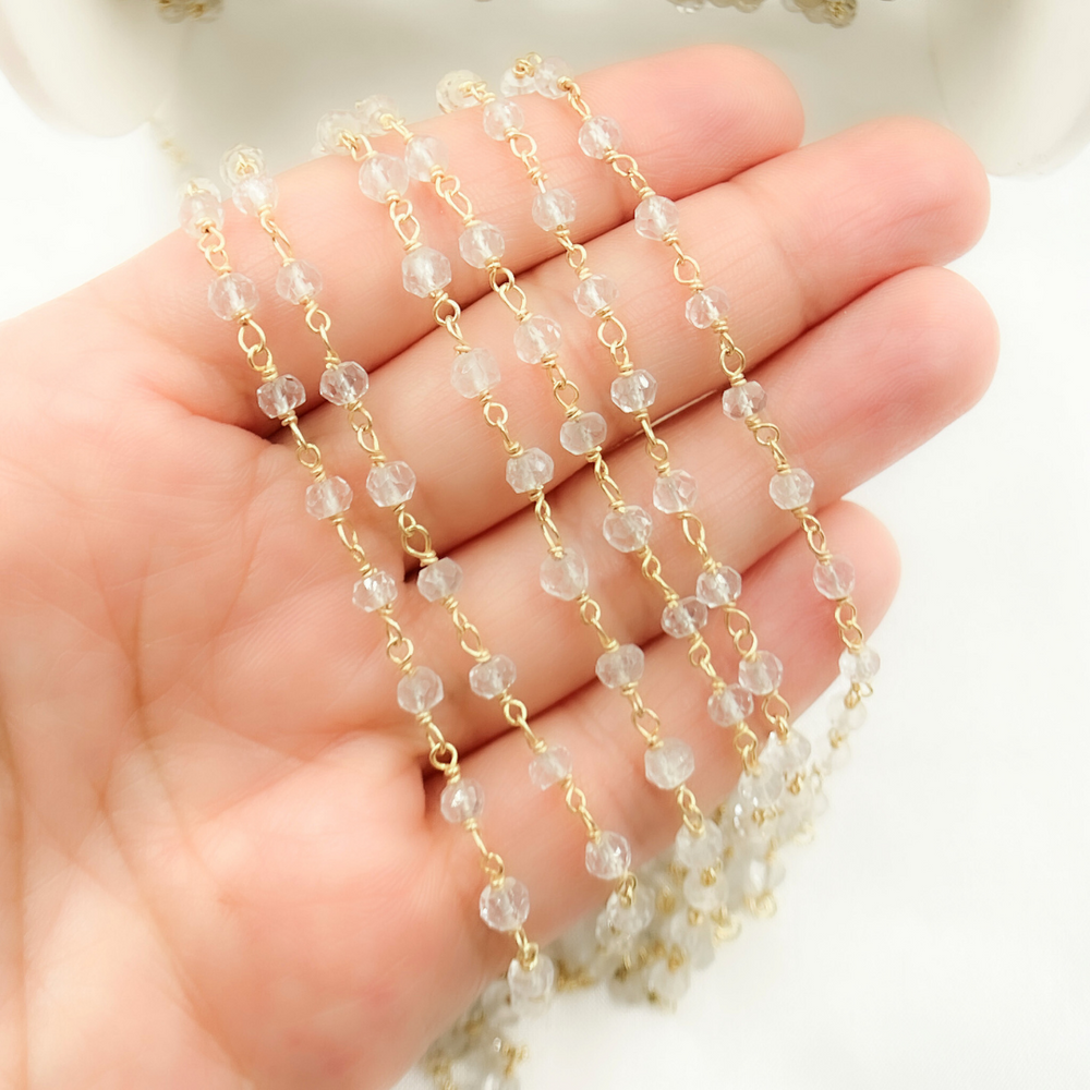 Crystal Gold Plated 925 Sterling Silver Wire Chain. CR12