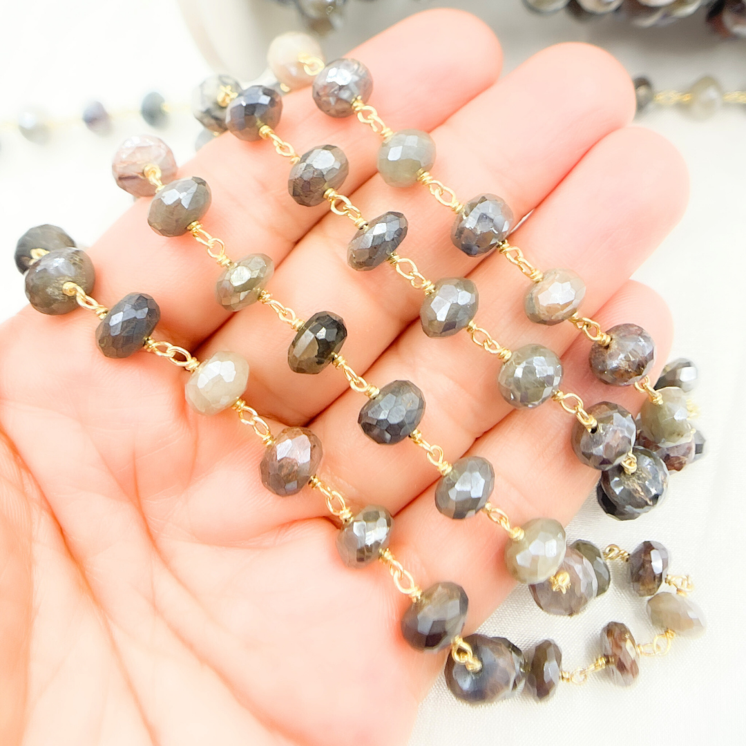 Coated Cats Eye Gold Plated Wire Chain. CAT8