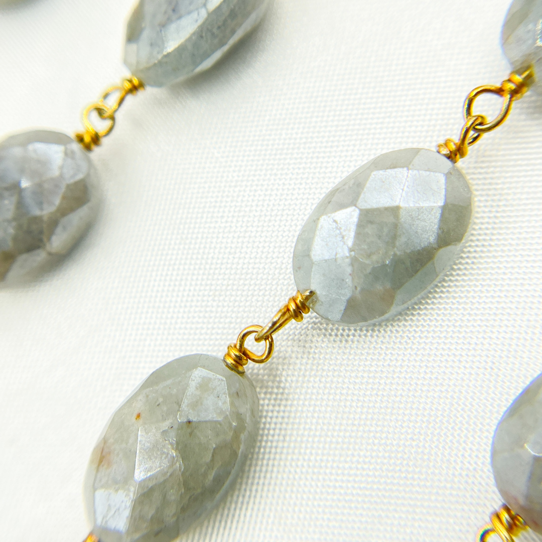 Milky Aquamarine Gold Plated Wire Chain. AQU16