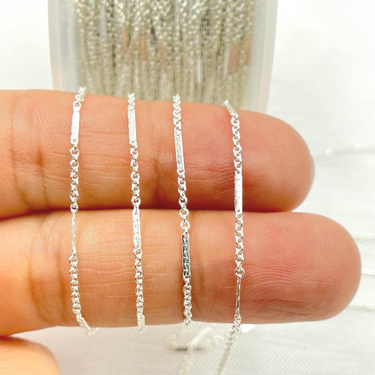 1232D3SS. 925 Sterling Silver Cable Bar Chain