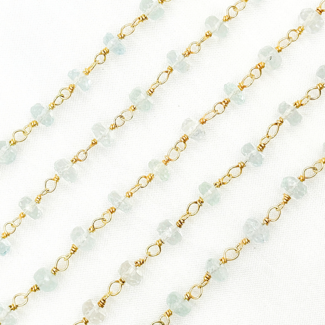 Aquamarine Gold Plated Wire Chain. AQU26