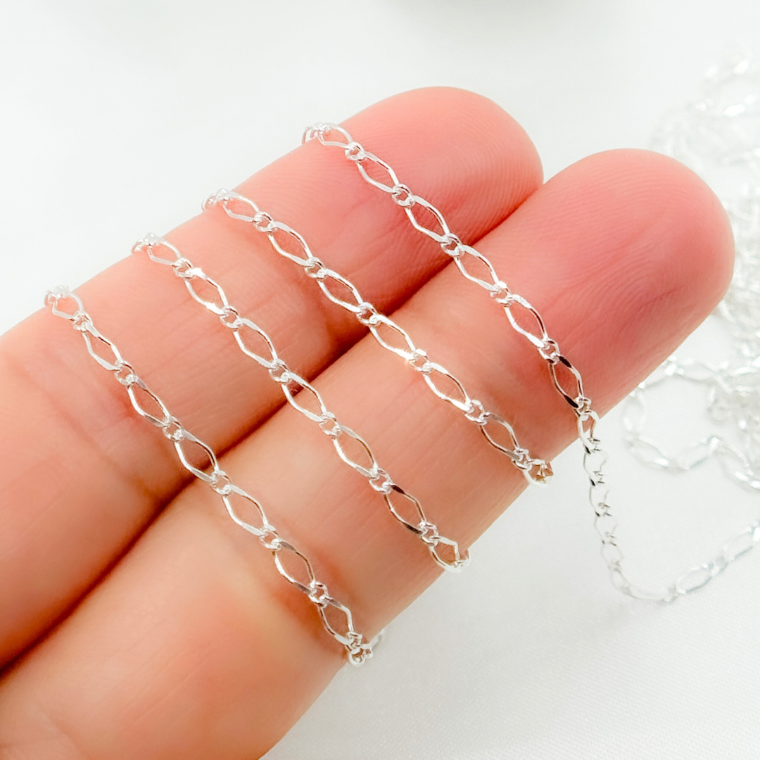 V237SS. Sterling Silver Long and Short Link Chain