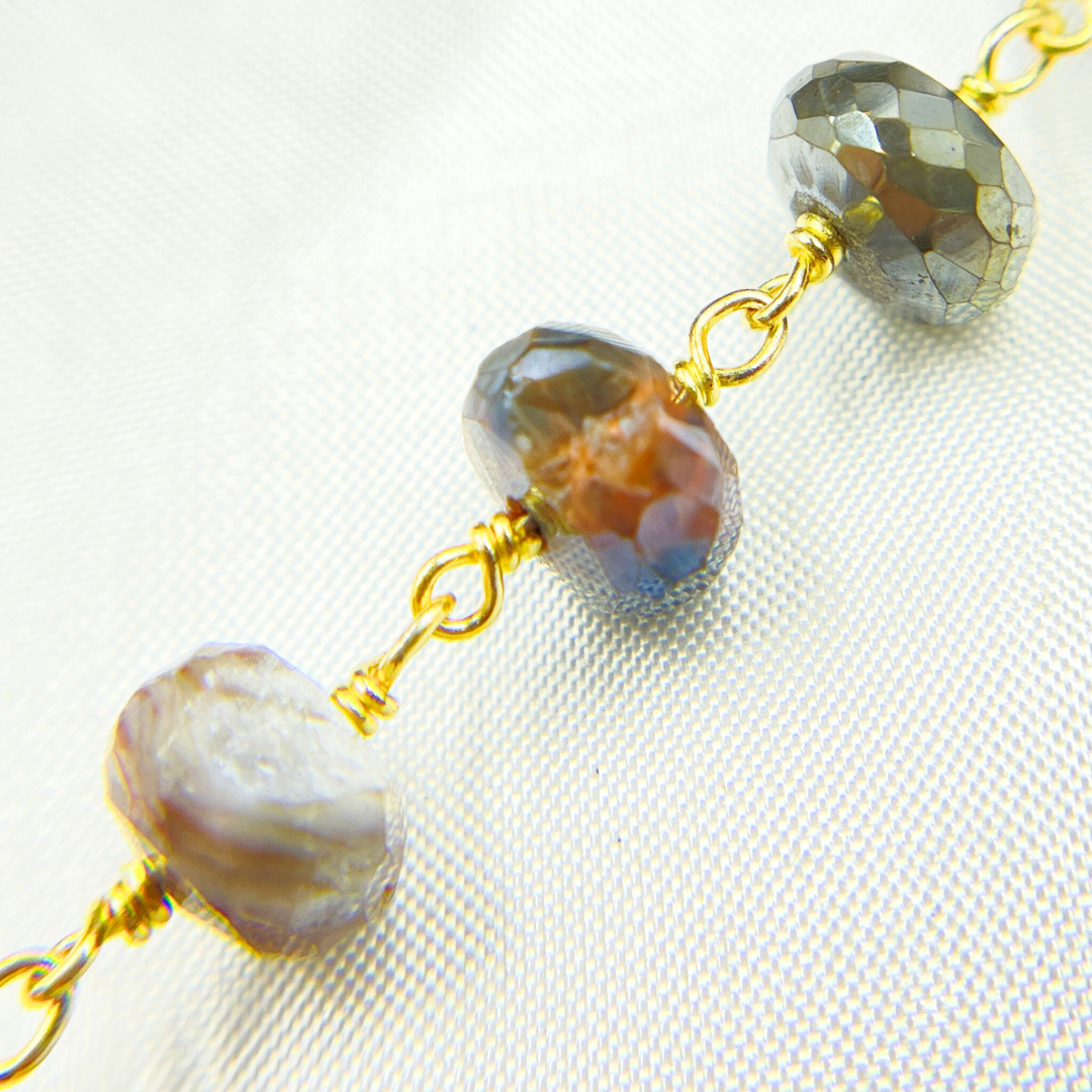 Coated Cats Eye Gold Plated Wire Chain. CAT8