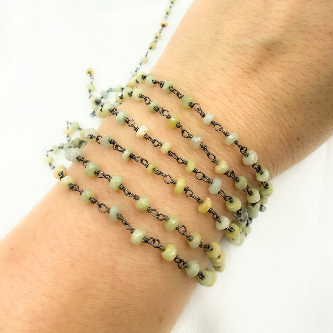 CAT1. Coated Cats-eye Black Rhodium 925 Sterling Silver Wire Chain