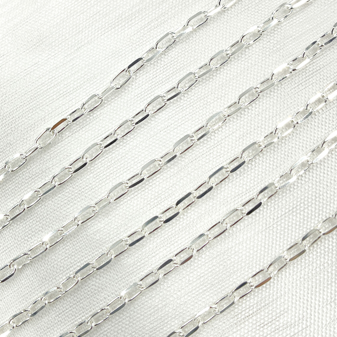 V182SS. Sterling Silver Diamond Cut Paperclip Link Chain