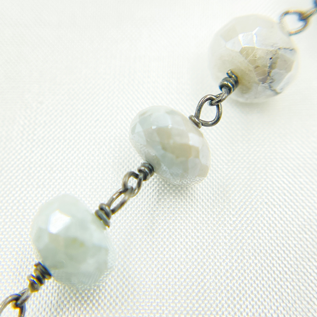 Coated Milky Aquamarine Oxidized Wire Chain. AQU3