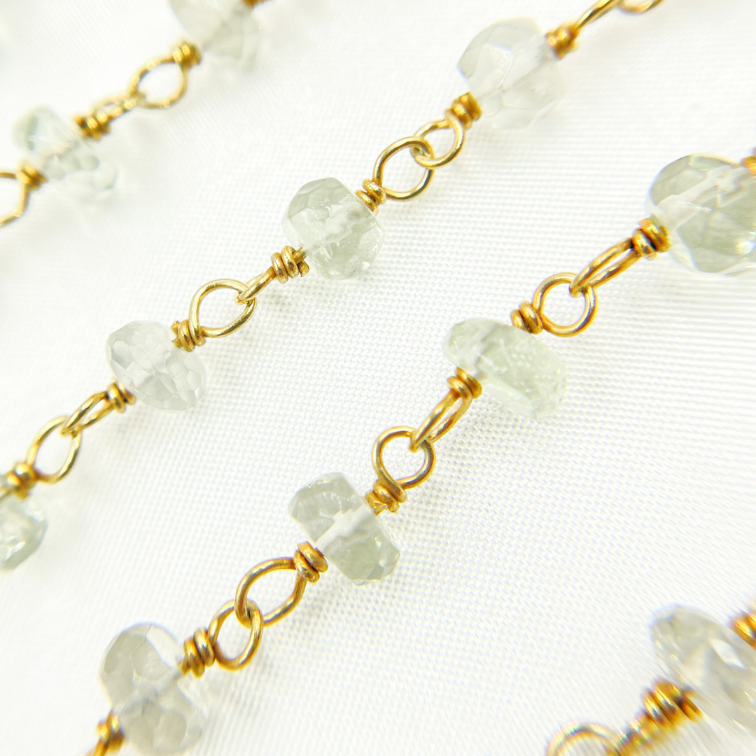 Green Amethyst Gold Plated Wire Chain. GME1