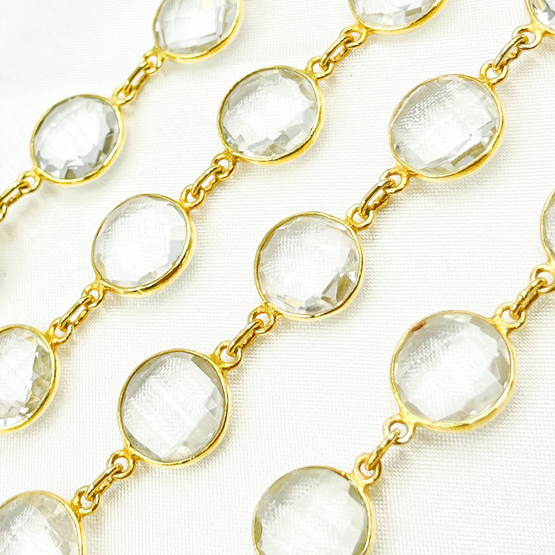 Crystal Round Shape Bezel Gold Plated Wire Chain. CR14