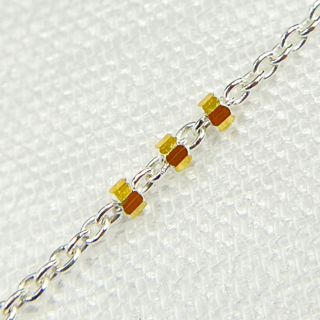 Z26GS2. 925 Sterling Silver Satellite Gold Plated 3 Cubes Chain