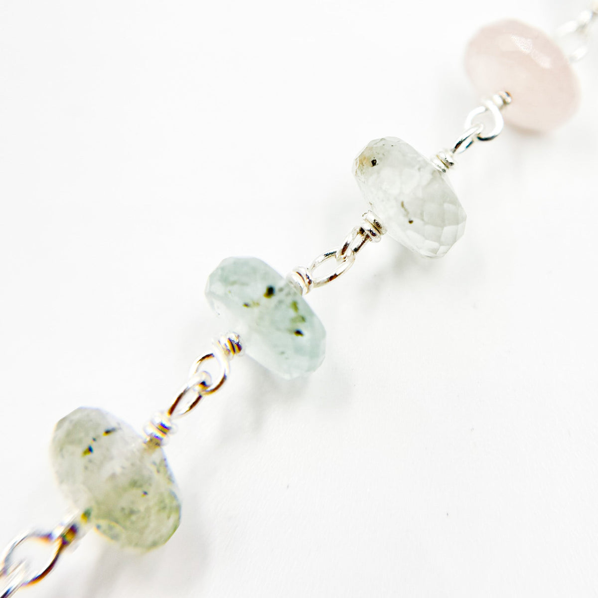 MAQ4. Multi Aquamarine Sterling Silver Wire Chain