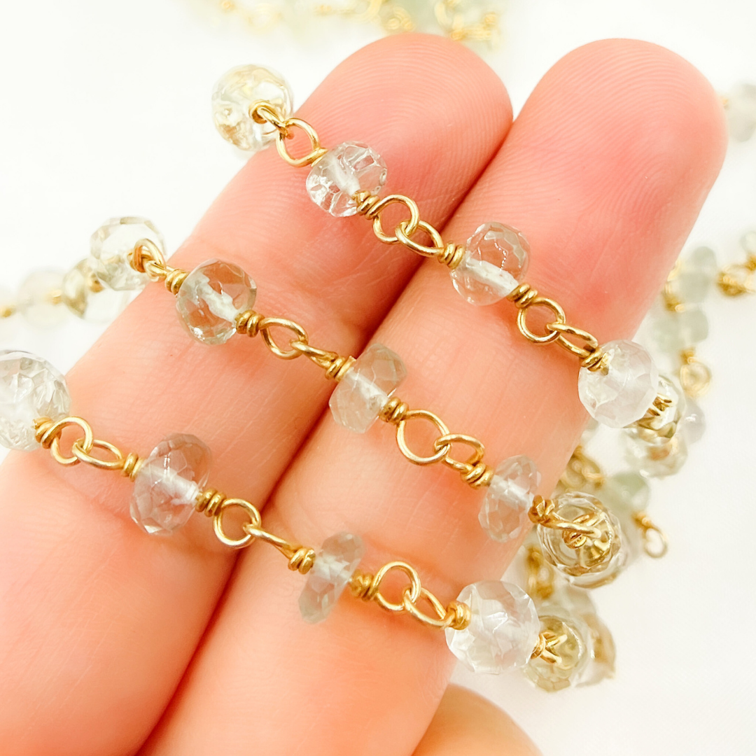 Green Amethyst Gold Plated Wire Chain. GME1