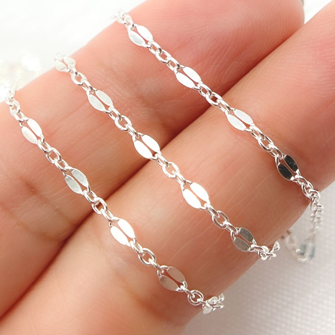 1097SS. 925 Sterling Silver Fancy Marina Link Chain