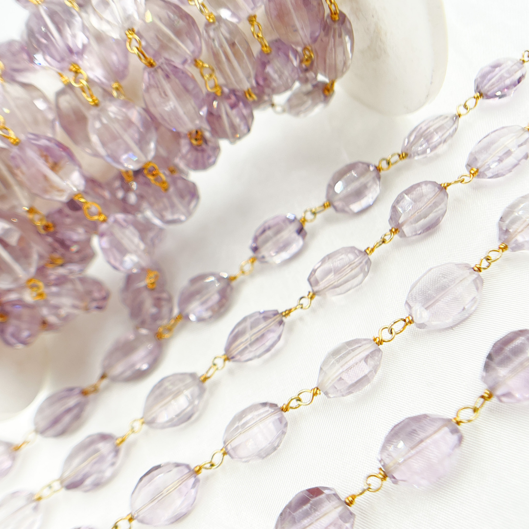 Pink Amethyst Gold Plated Wire Chain. AME19