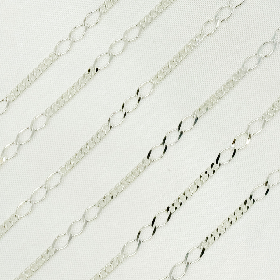 V240SS. Sterling Silver 3 Links Long and Curb Chain in Between