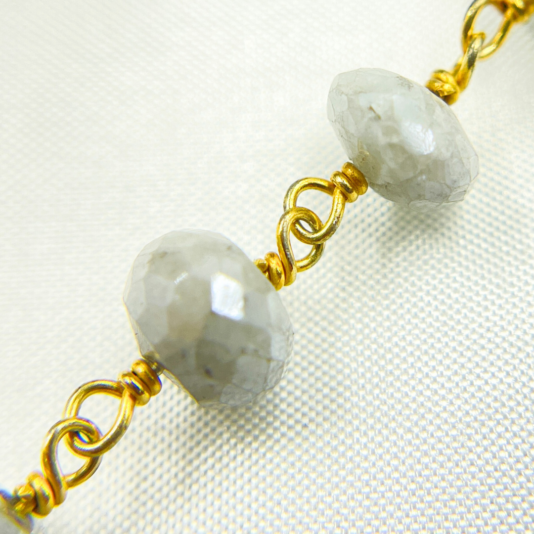 Coated Milky Aquamarine Gold Plated Wire Chain. AQU17