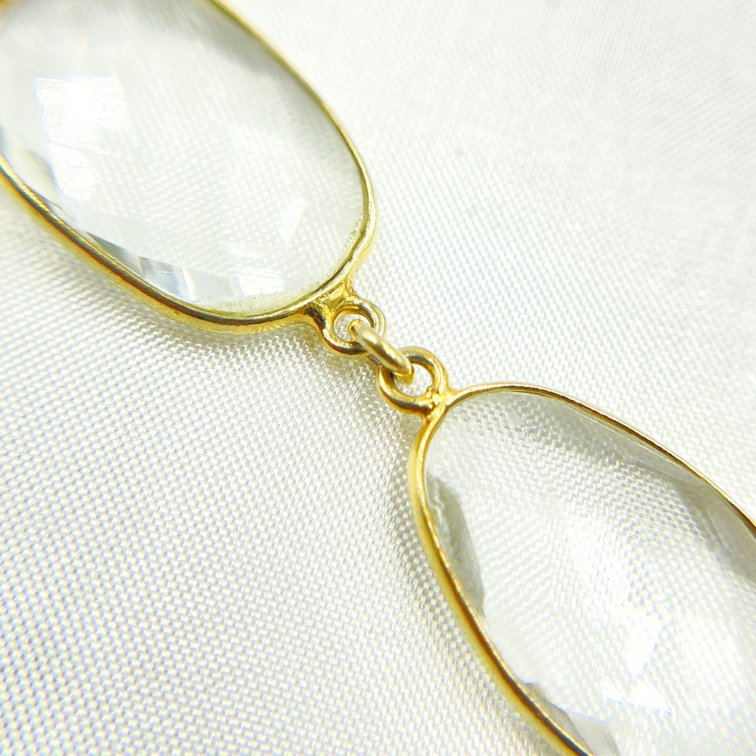 Crystal Organic Shape Bezel Gold Plated Wire Chain. CR9