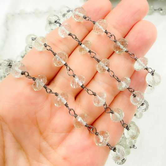 Green Amethyst Oxidized Wire Chain. AME21