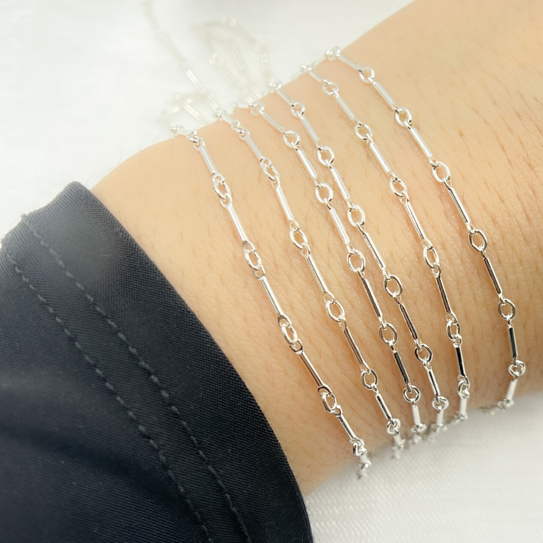 567SS. Sterling Silver Fancy Bar Chain