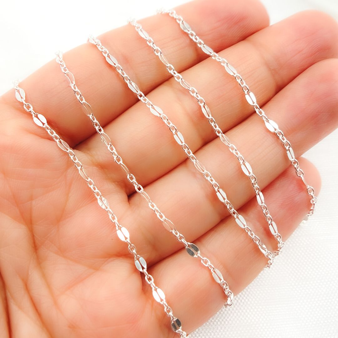 1097SS. 925 Sterling Silver Fancy Marina Link Chain