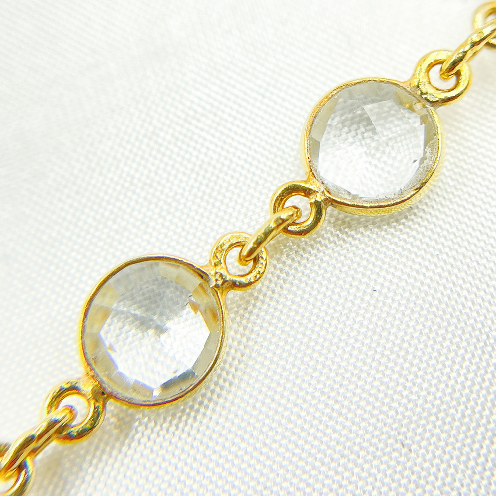 Crystal Round Shape Bezel Gold Plated Wire Chain. CR14