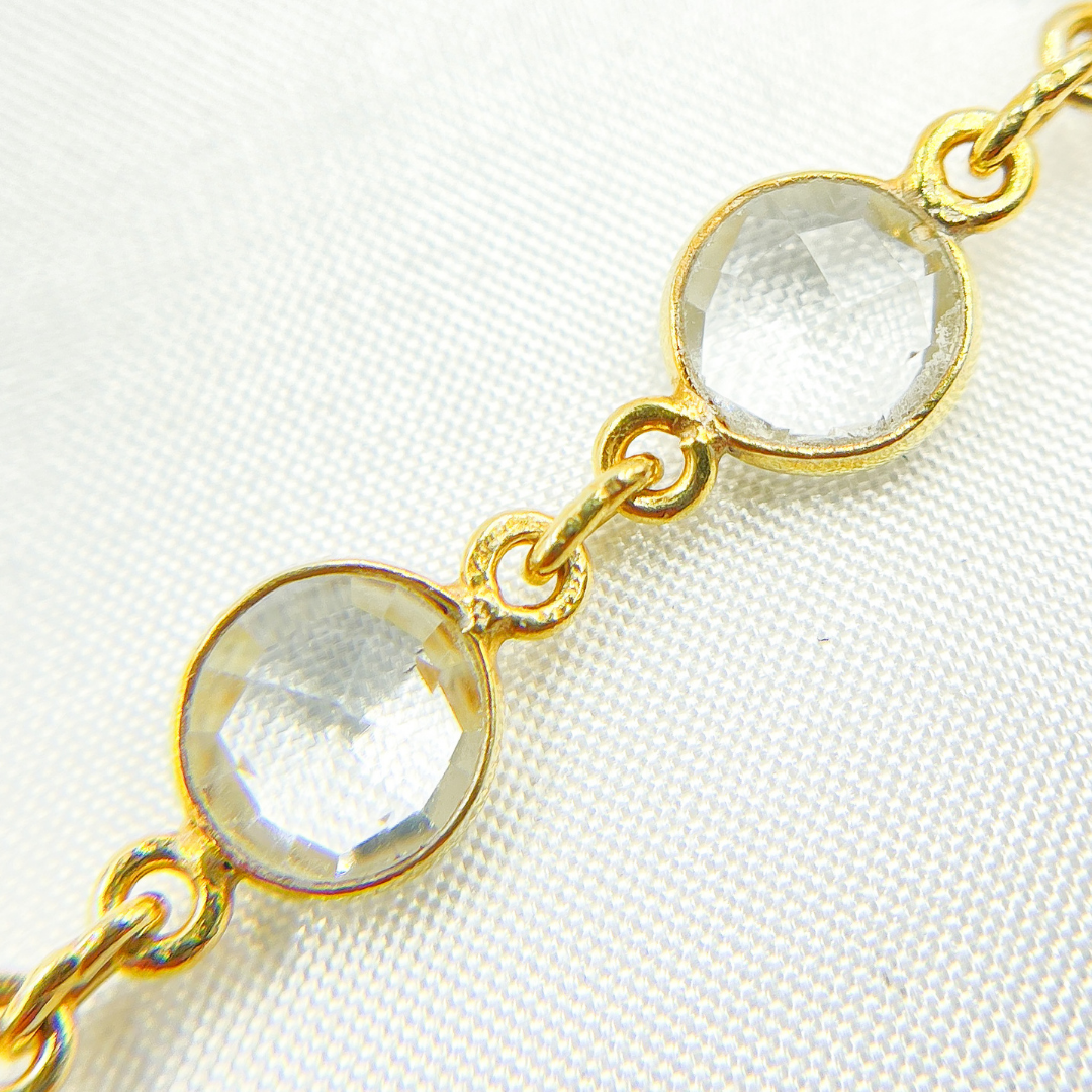 Crystal Round Shape Bezel Gold Plated Wire Chain. CR14