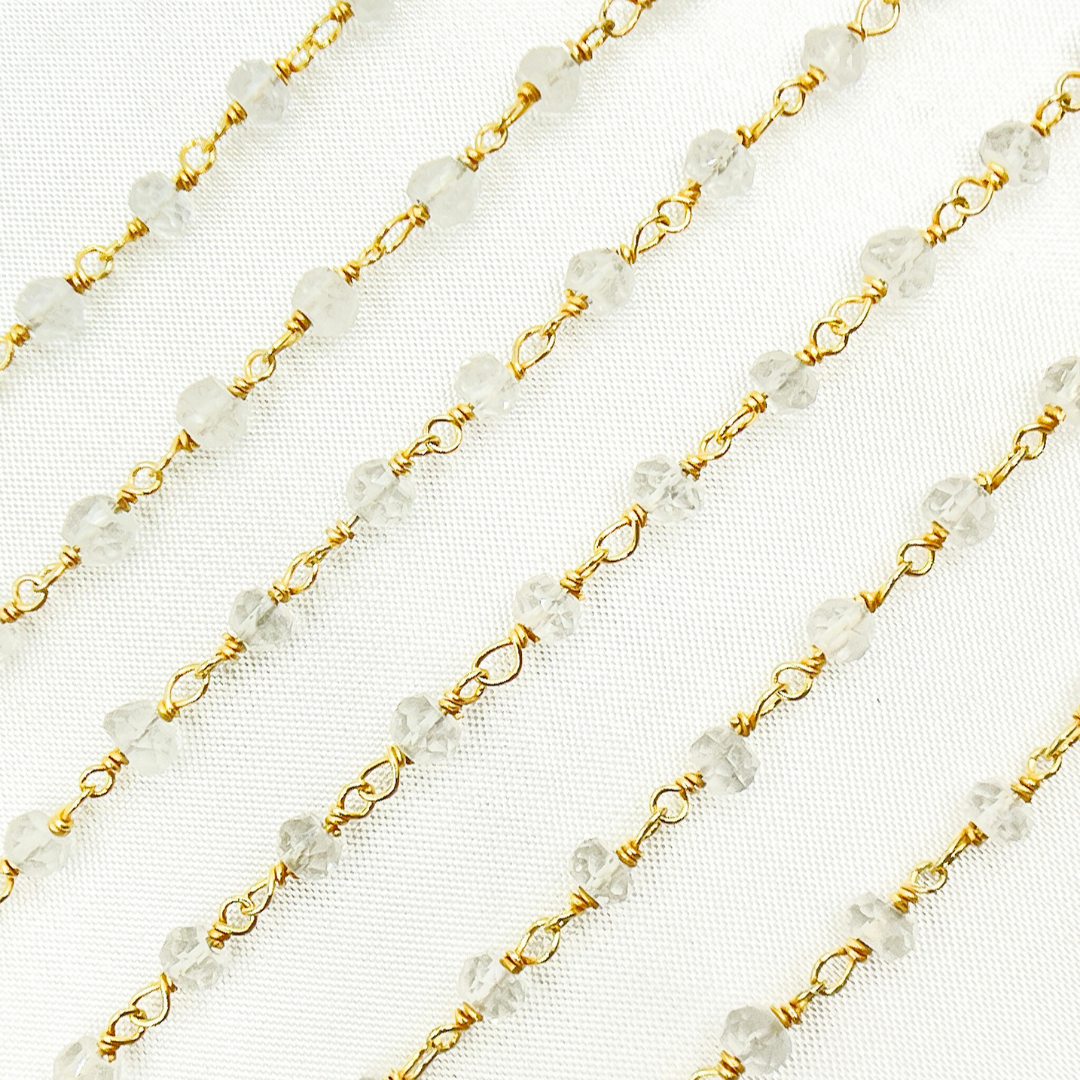 Crystal Gold Plated 925 Sterling Silver Wire Chain. CR12