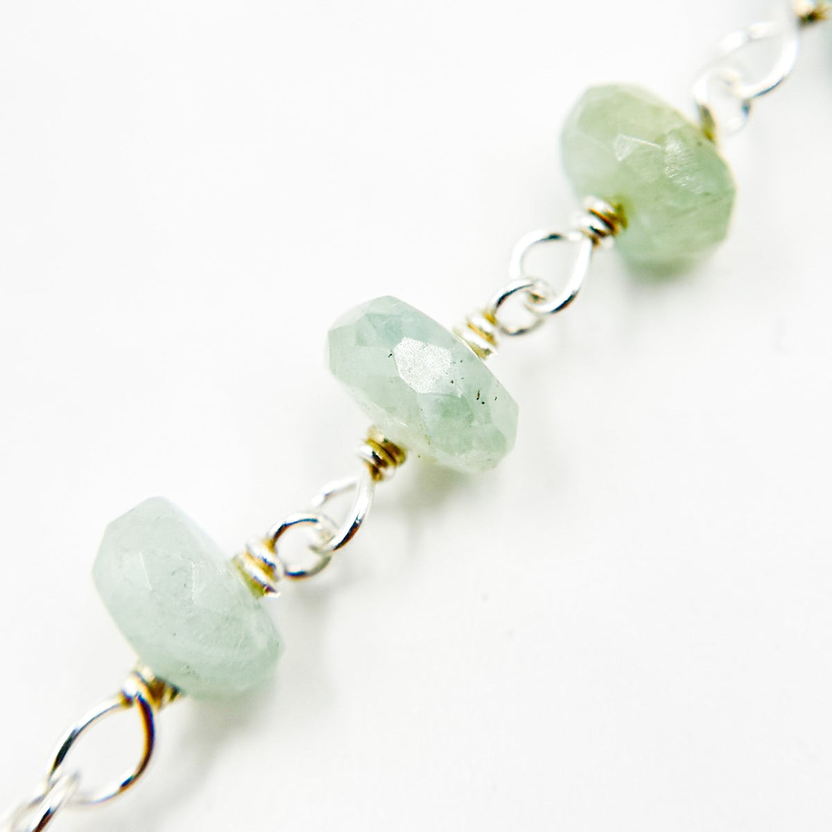 AQU27. Aquamarine Sterling Silver Wire Chain