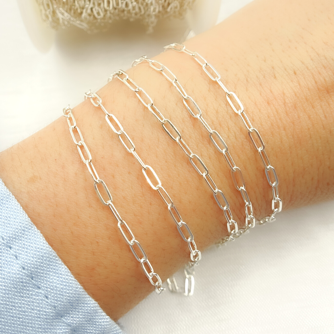 2505FSS. Sterling Silver Flat Paperclip Link Chain