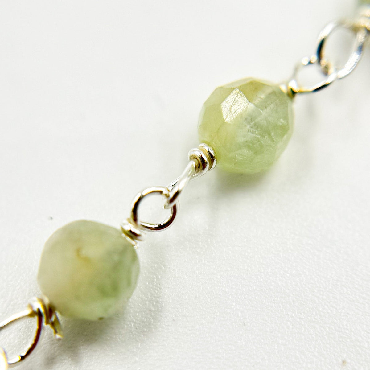 AQU28. Coated Aquamarine Sterling Silver Wire Chain