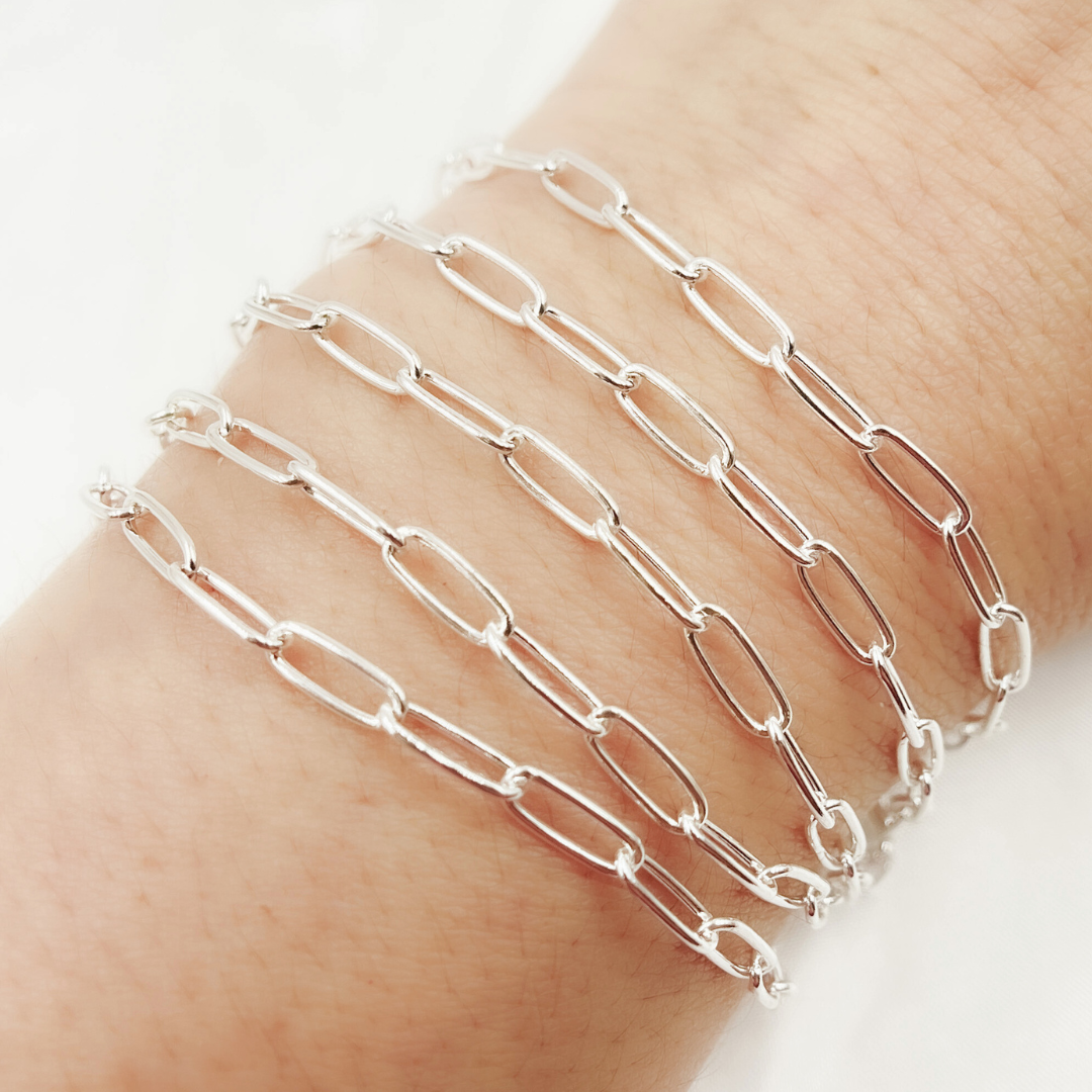 2903SS. 925 Sterling Silver Smooth Paperclip Chain