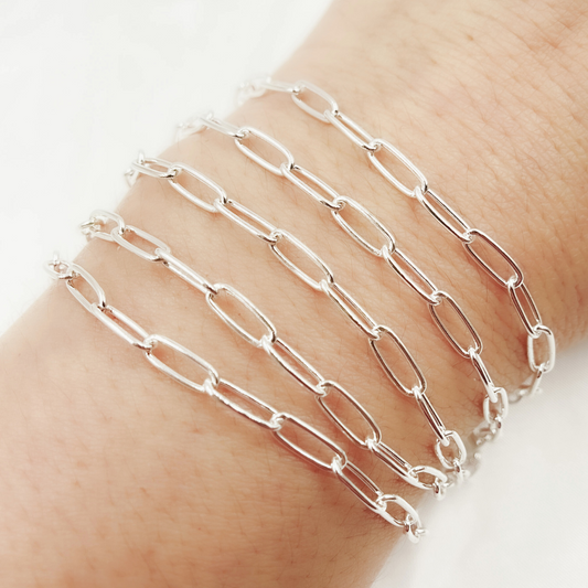 2903SS. 925 Sterling Silver Smooth Paperclip Chain