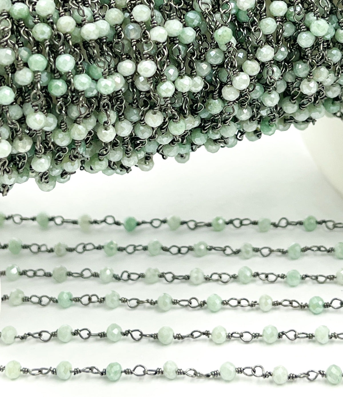 Aquamarine Coated Wire Wrap Chain. AQU14