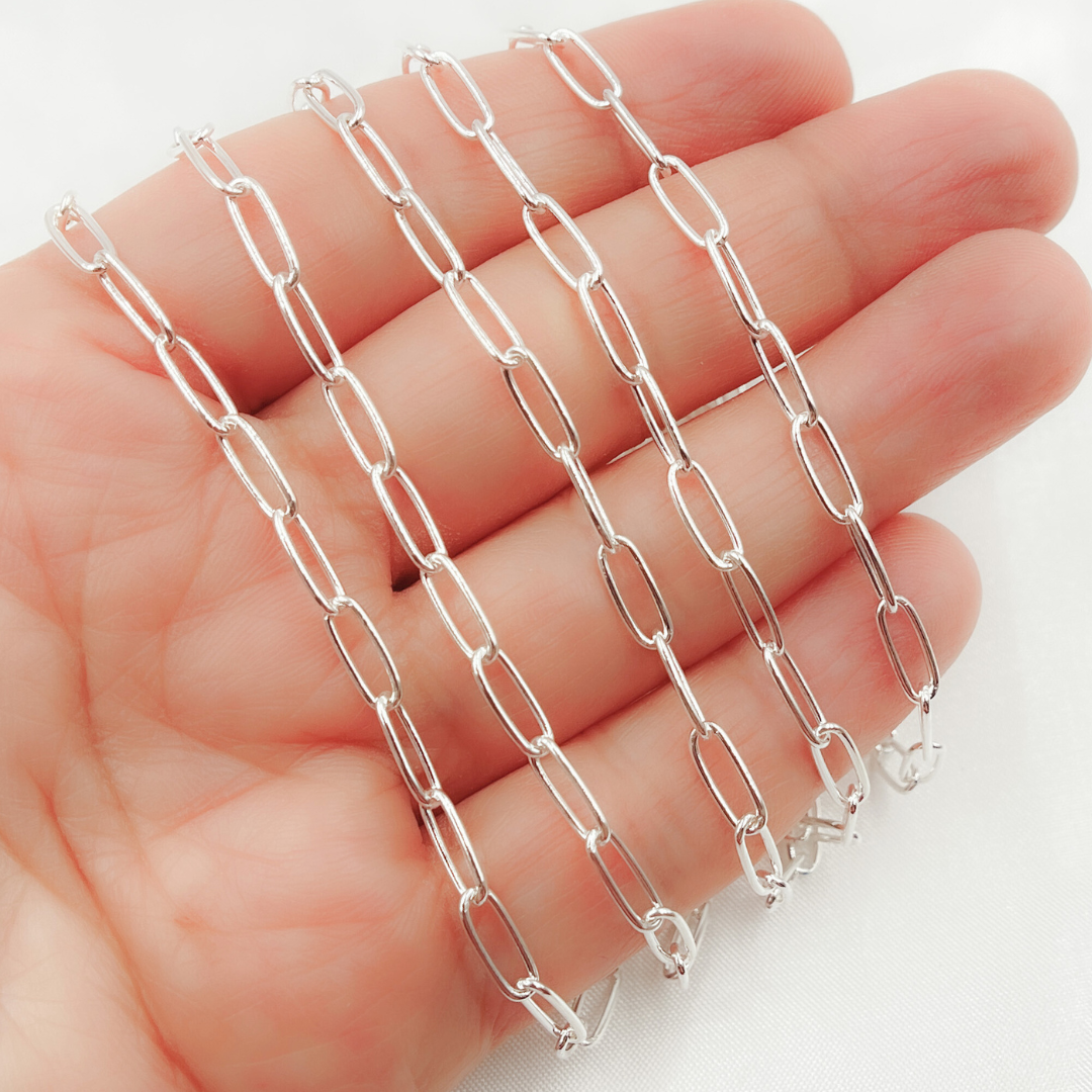 2903SS. 925 Sterling Silver Smooth Paperclip Chain