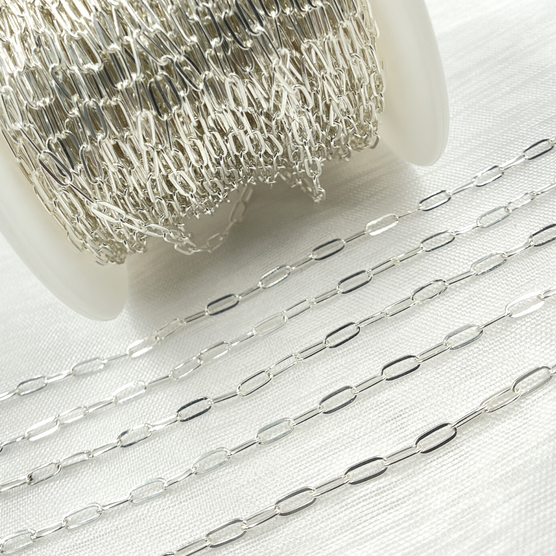 2505FSS. Sterling Silver Flat Paperclip Link Chain
