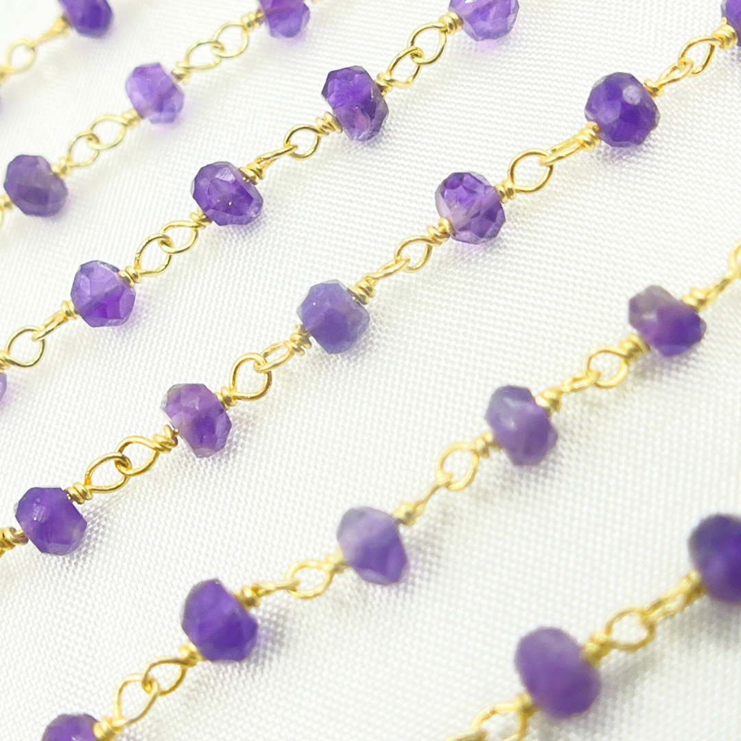 AME9. Amethyst Gold Plated Sterling Silver Wire Chain